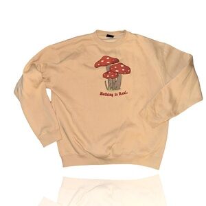 Minga London Mushroom Sweatshirt: “Nothing is Real” Embroidered on Heavy Cotton
